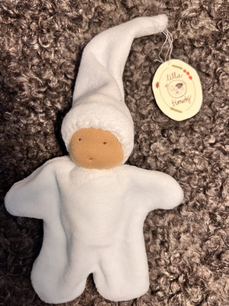 Velourdocka 10 cm blå