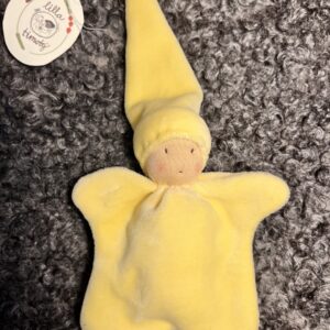 Velourdocka 10 cm ljusgul